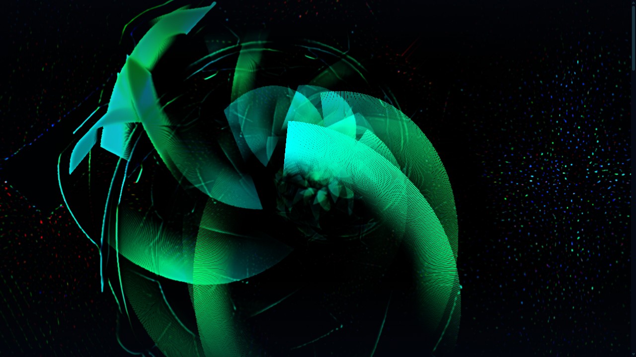 Phosphorescent sticks bending through geometric space.