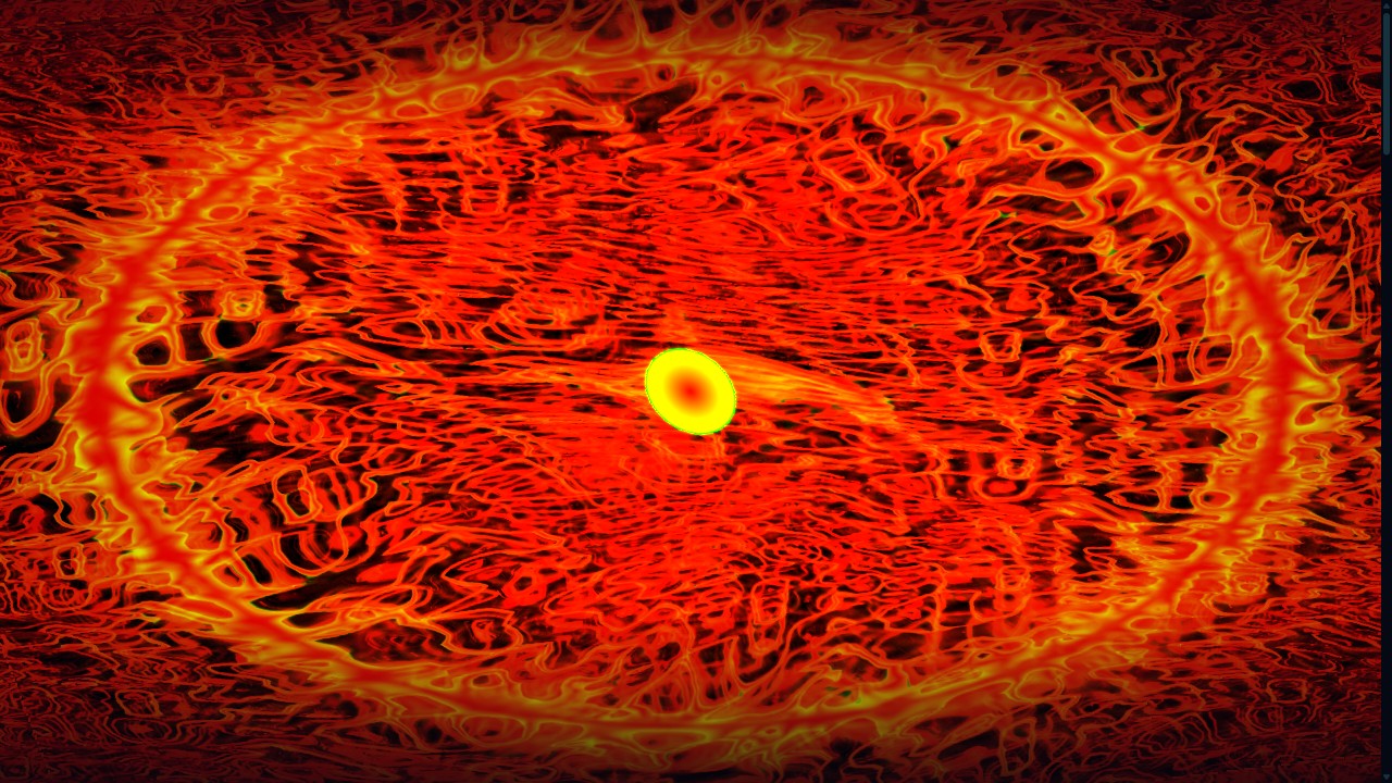 Convection cells of glowing rock, driven by your music's heat.